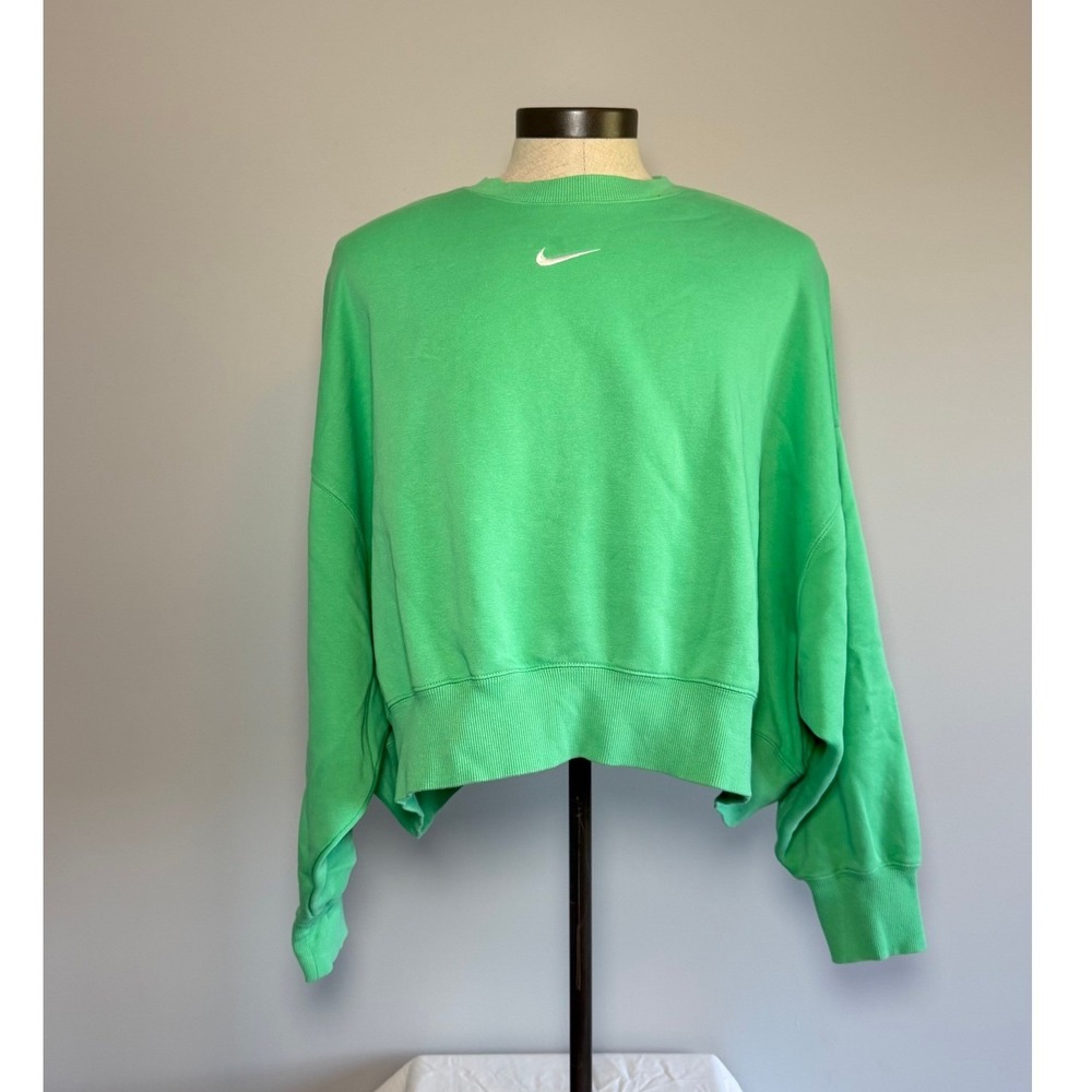 Nike Phoenix Fleece Over-Oversized Crewneck Sweatshirt Lucky Green DQ5761-363 XL
